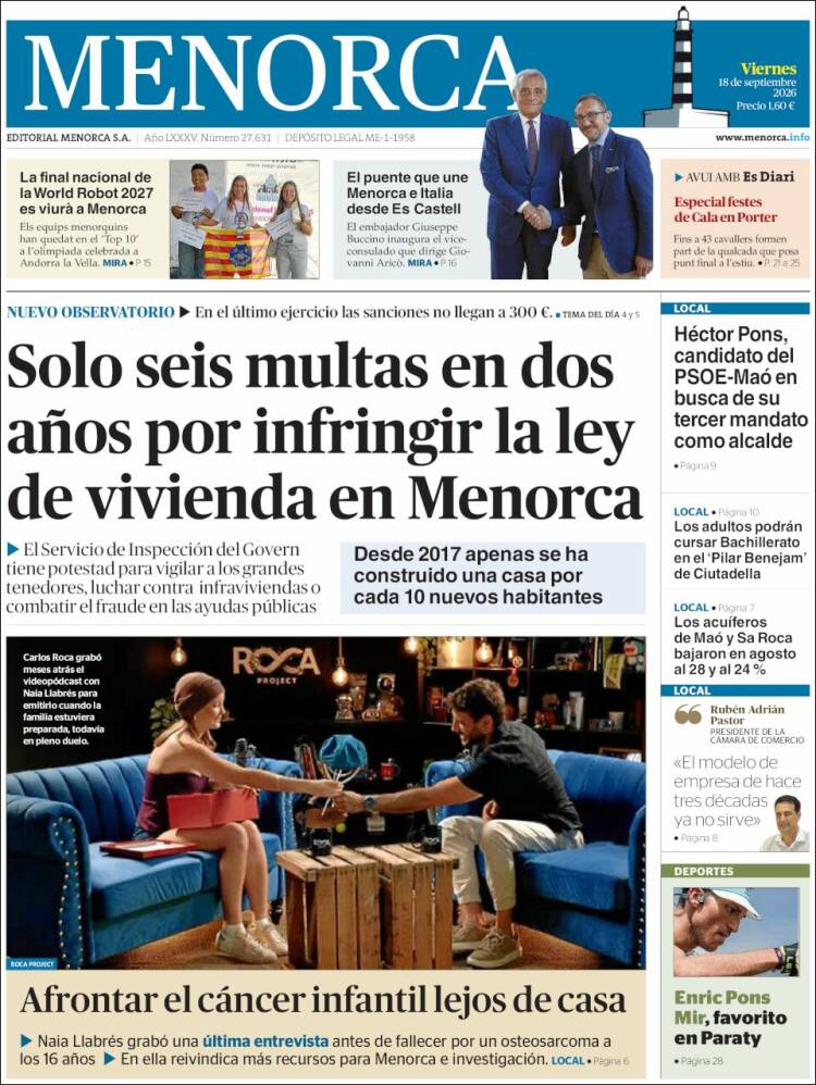 Portada de Menorca - Diario Insular (Espa&ntilde;a)