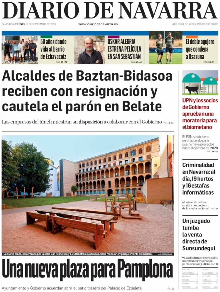 Portada de Diario de Navarra (Espa&ntilde;a)