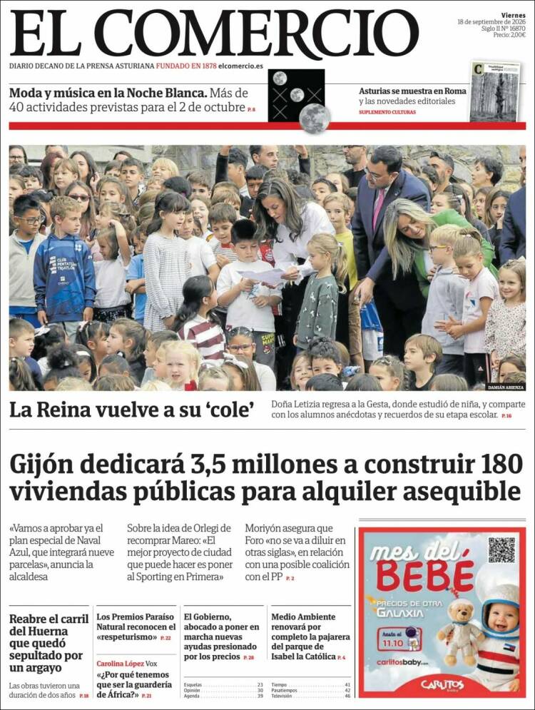 Portada de El Comercio - Gijón (Espagne)