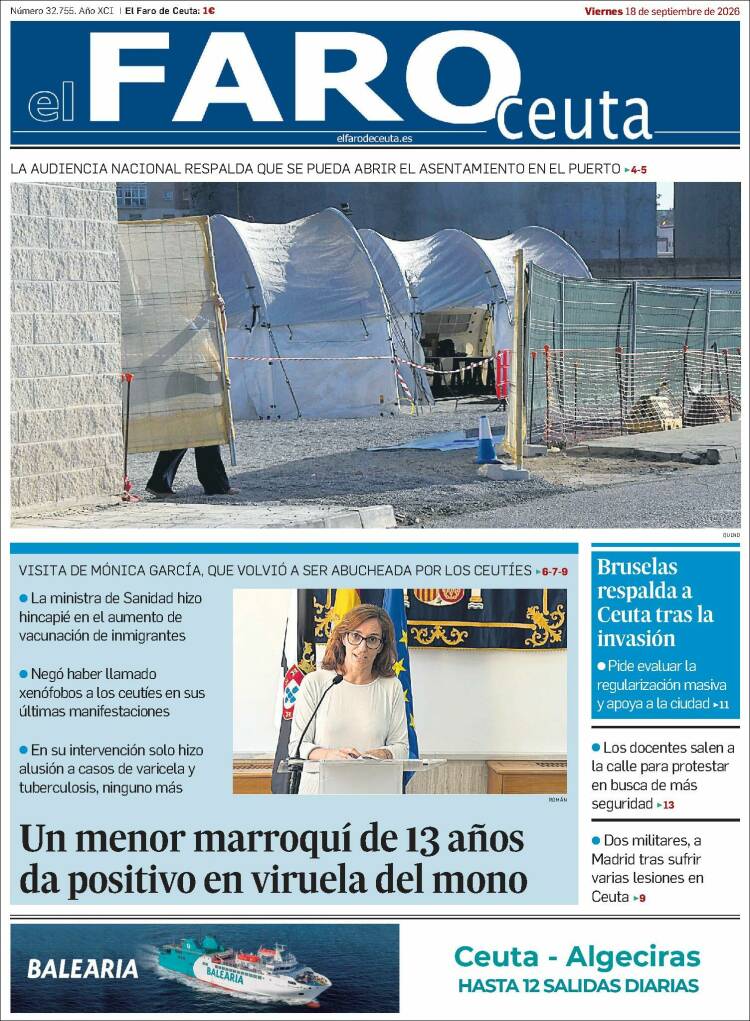 Portada de El Faro de Ceuta (Espa&ntilde;a)