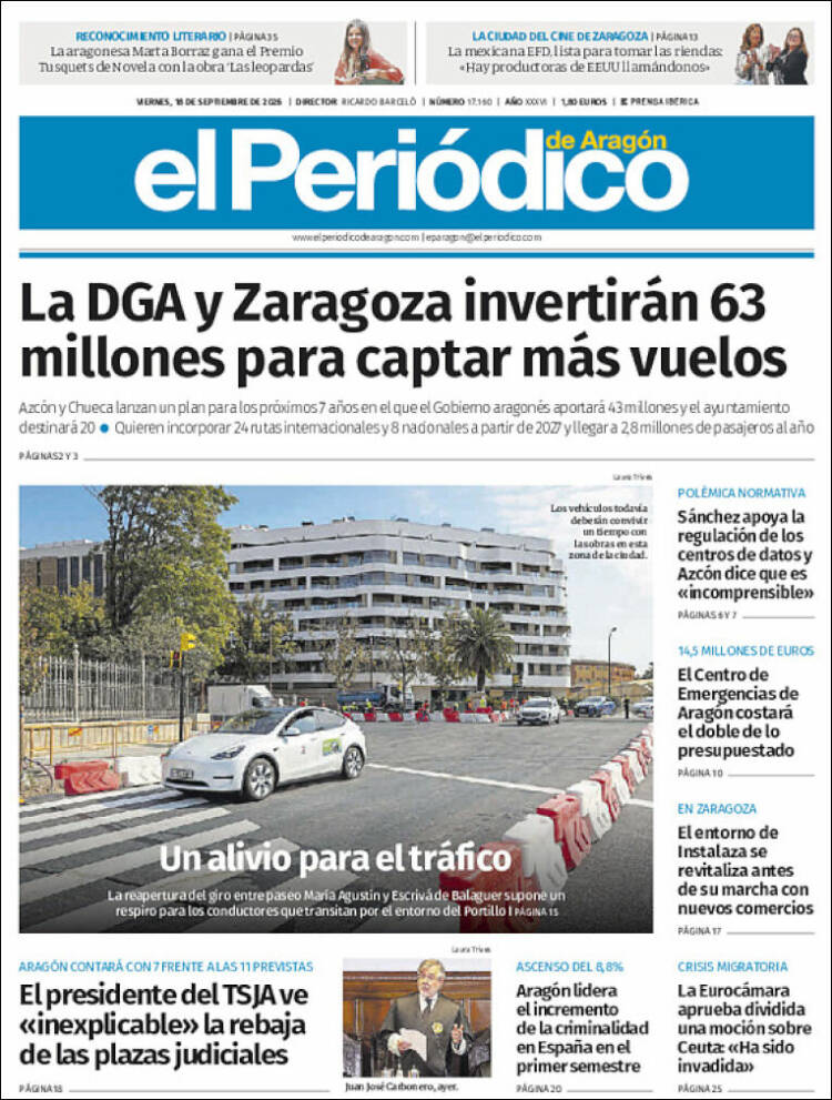 Portada de El Periódico de Aragón (Espa&ntilde;a)