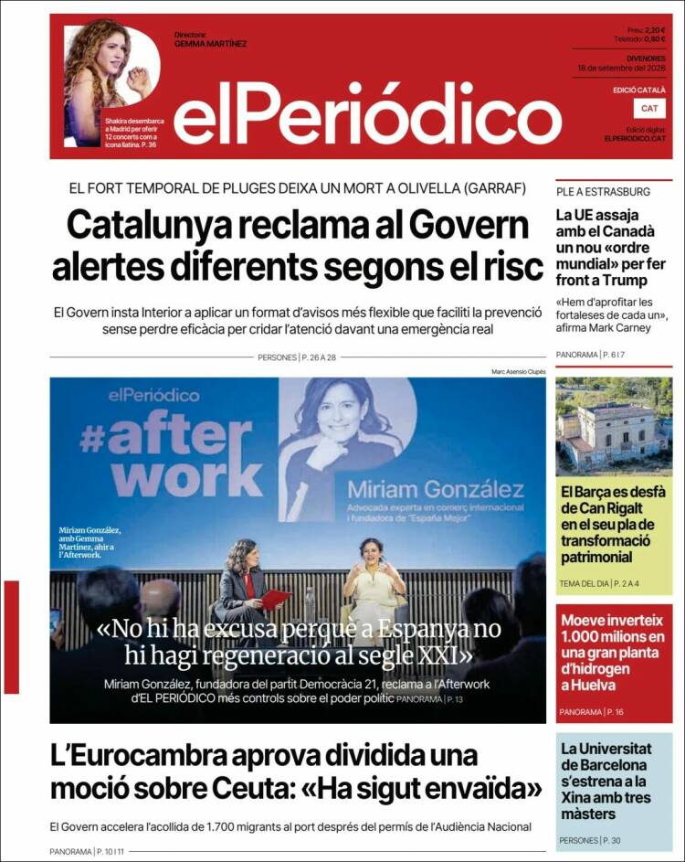 Portada de El Periódico de Catalunya (Espa&ntilde;a)