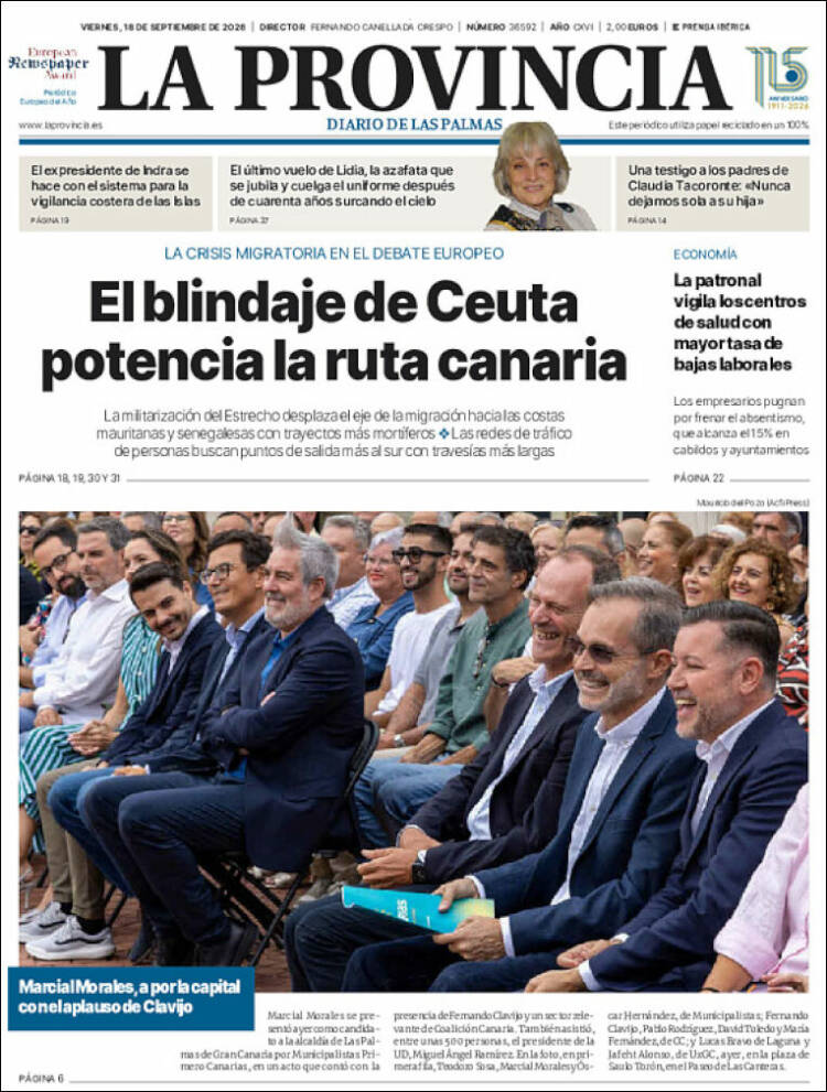 Portada de La Provincia (Espagne)
