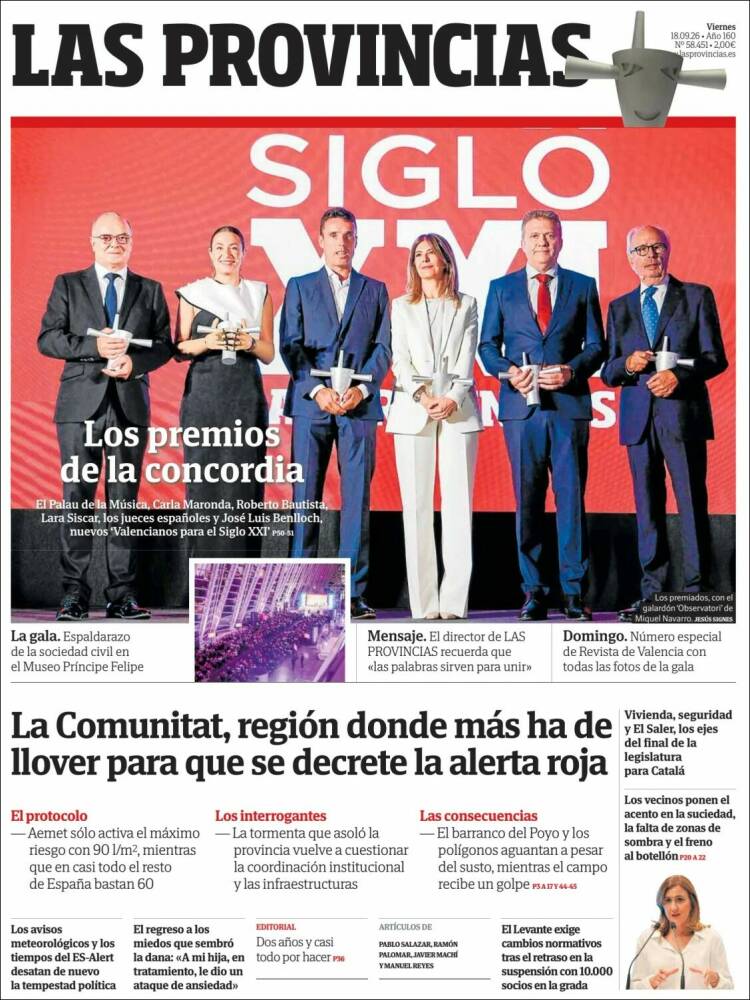 Portada de Las Provincias (Espagne)