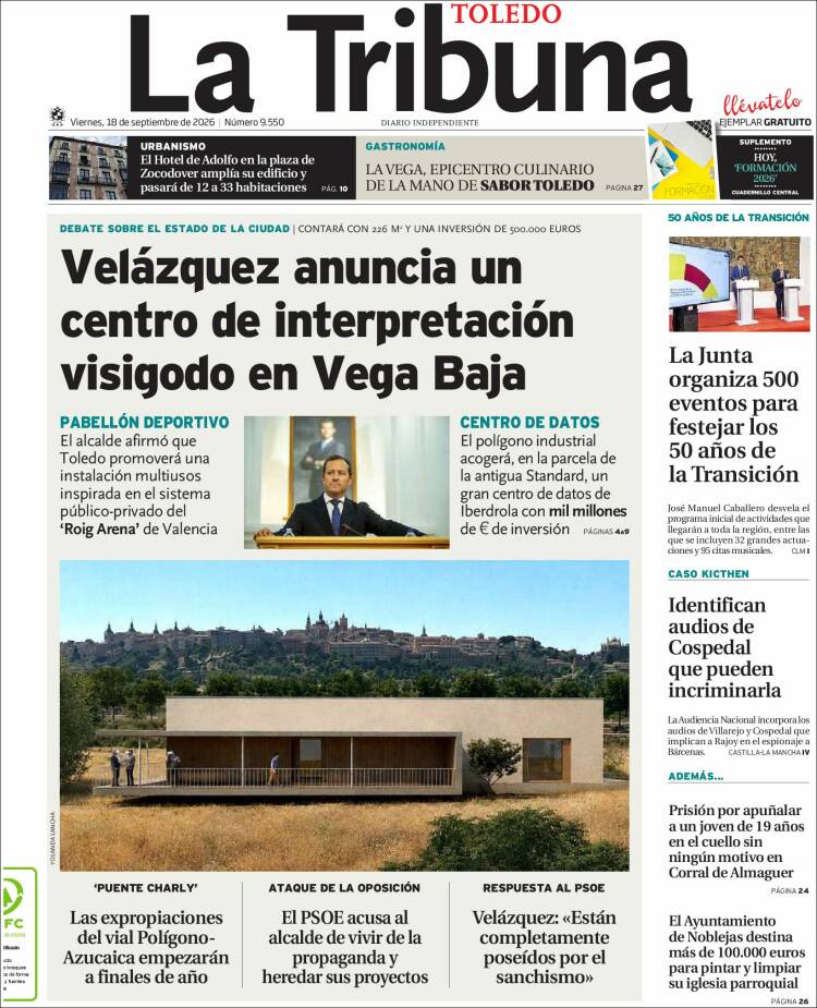 Portada de La Tribuna de Toledo (Espa&ntilde;a)