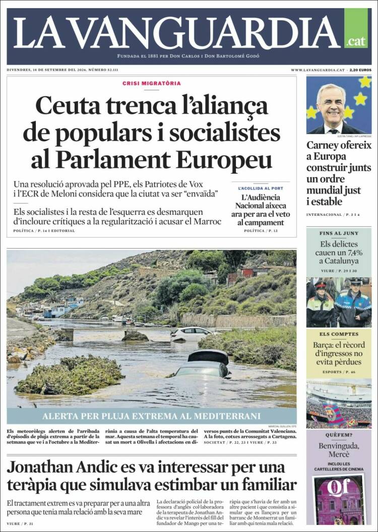 Portada de La Vanguardia (Espa&ntilde;a)