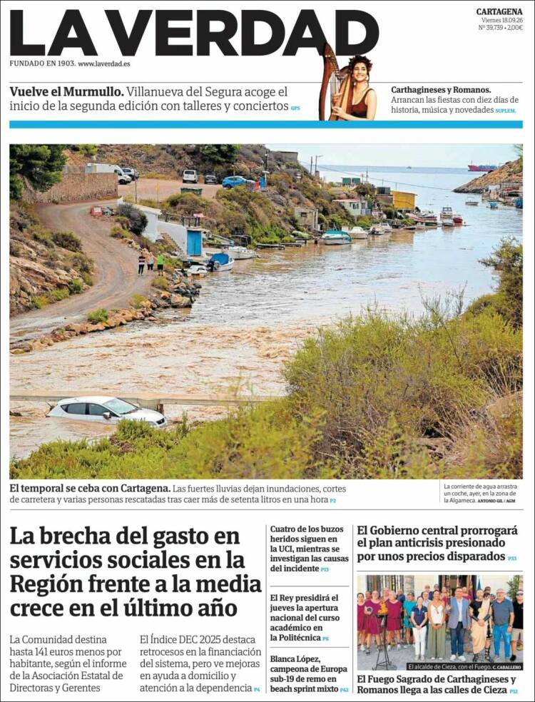 Portada de La Verdad de Cartagena (Espa&ntilde;a)