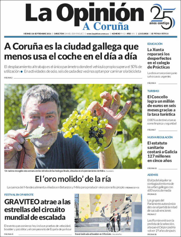 Portada de La Opinión de A Coruña (Espa&ntilde;a)
