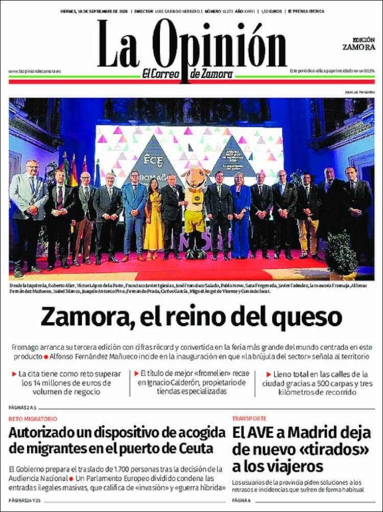 Portada de La Opinión - El Correo de Zamora (Espa&ntilde;a)