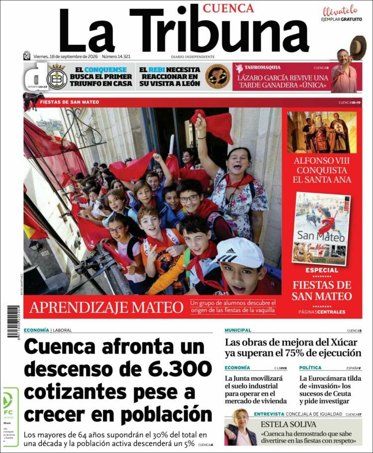 Portada de La Tribuna de Cuenca (Espa&ntilde;a)