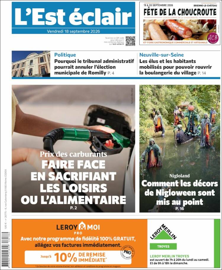 Portada de L'Est Eclair (Francia)