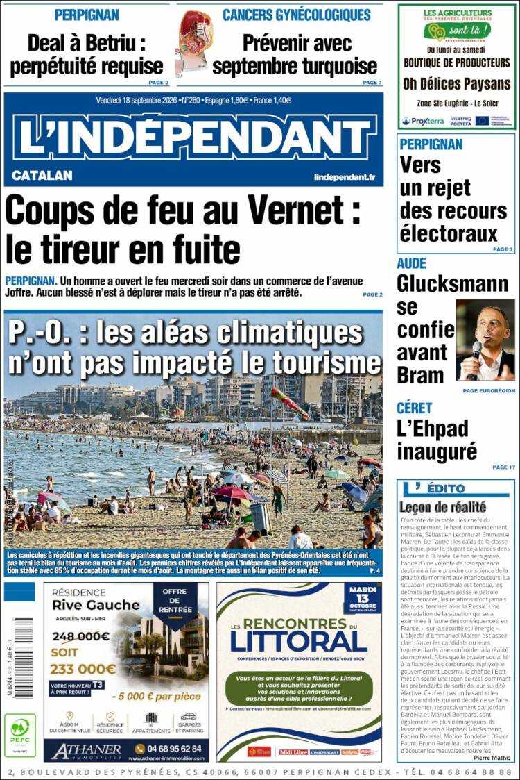 Portada de Le Indépendant (Francia)