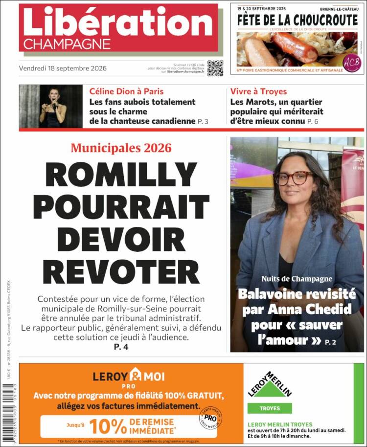 Portada de Libération Champagne (Francia)