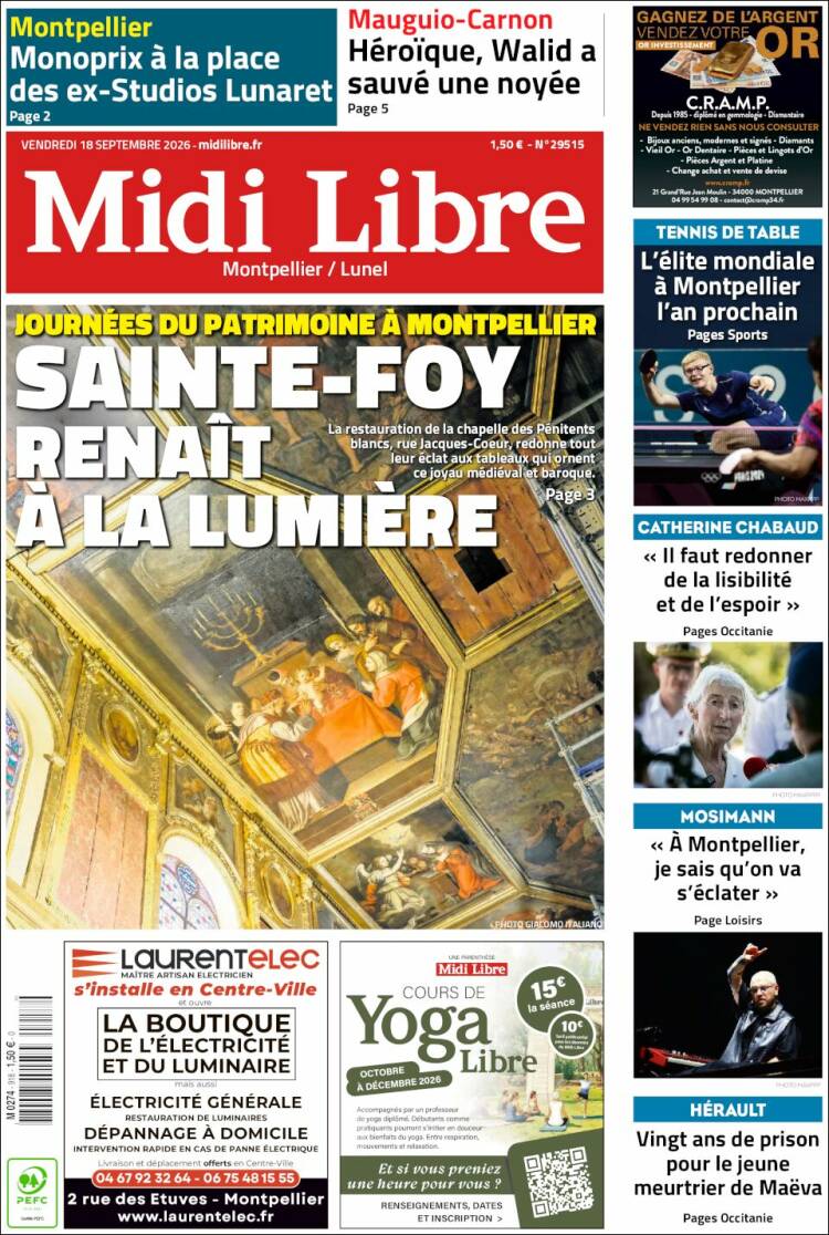 Portada de Midi Libre (Francia)