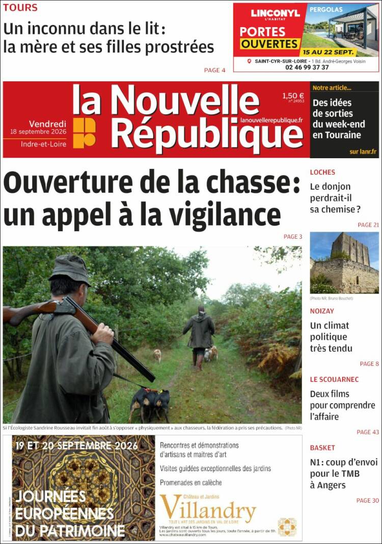Portada de La Nouvelle Republique (Francia)