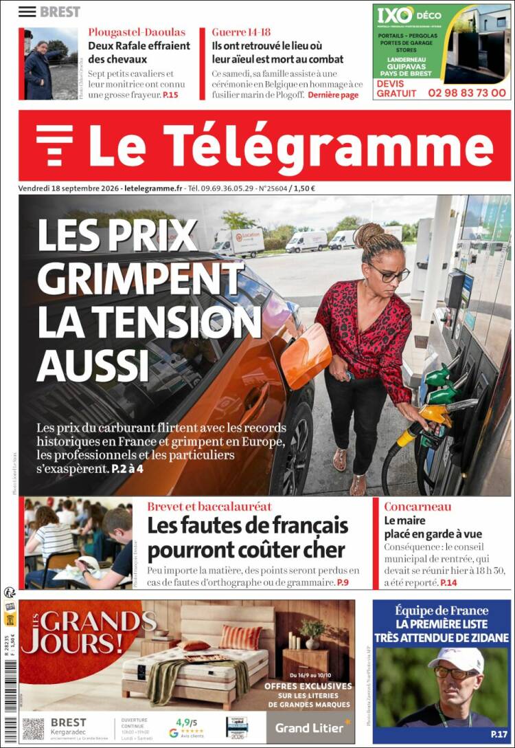 Portada de Télégramme (Francia)