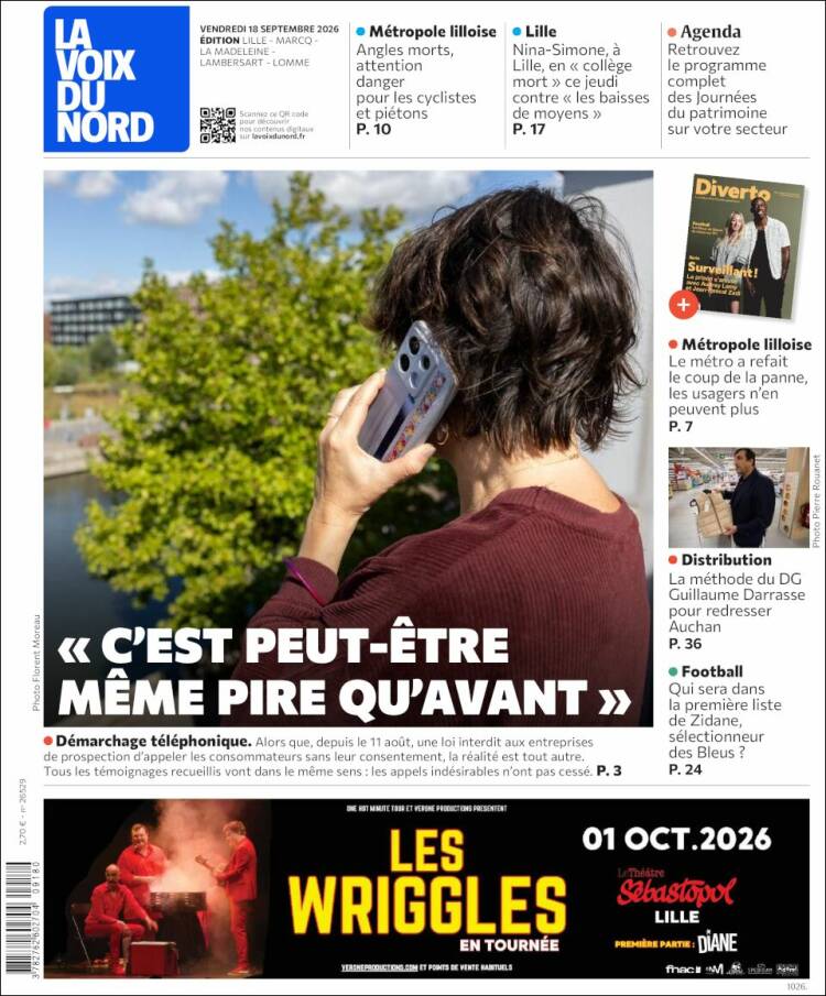 Portada de La Voix du Nord (Francia)
