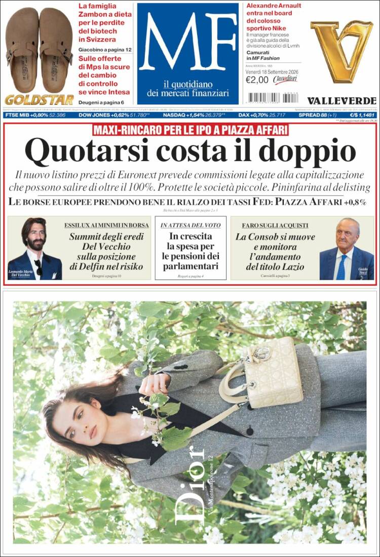 Portada de Milano Finanza (Italie)