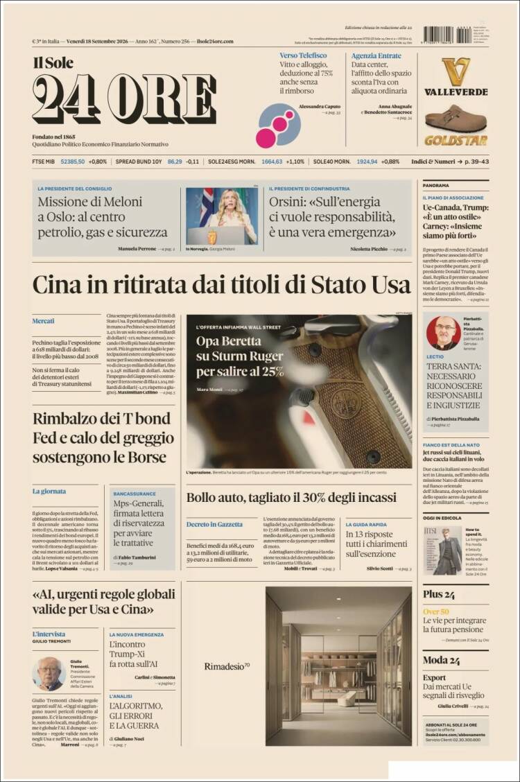 Portada de Il Sole 24 ORE (Italia)
