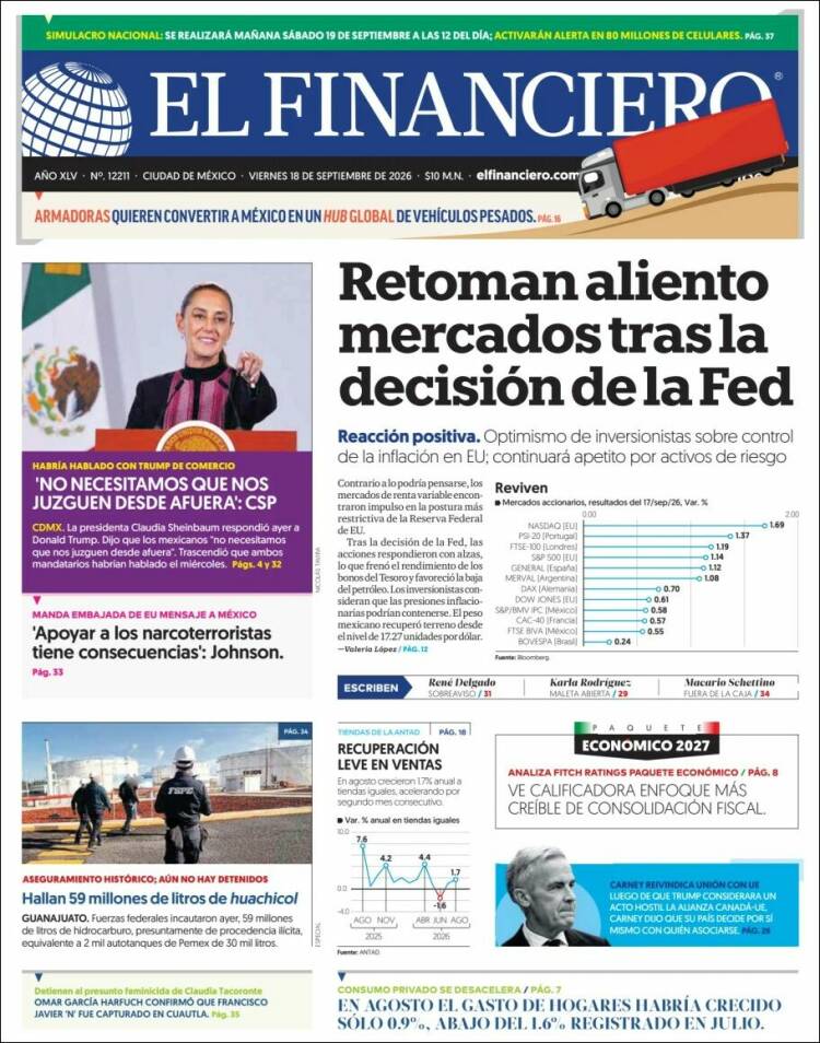 Portada de El Financiero (M&eacute;xico)