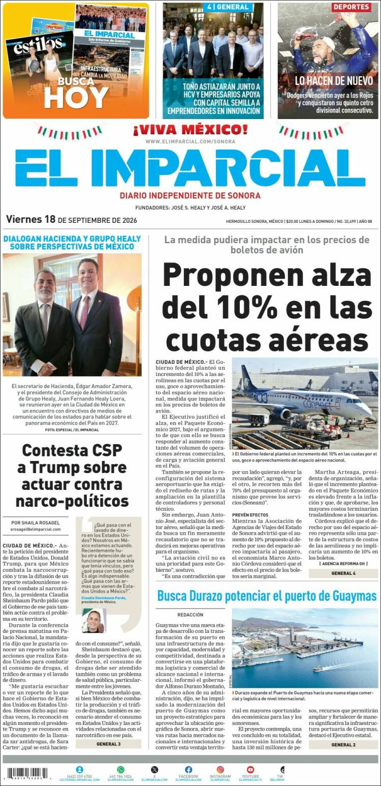Portada de El Imparcial (M&eacute;xico)