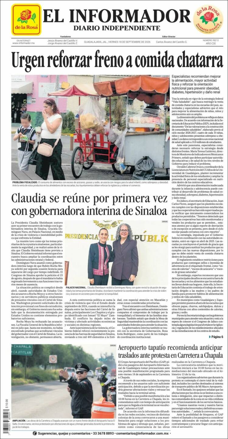 Portada de El Informador (M&eacute;xico)