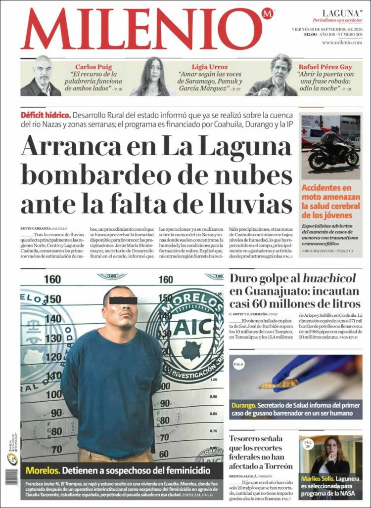 Portada de Milenio - Laguna (M&eacute;xico)