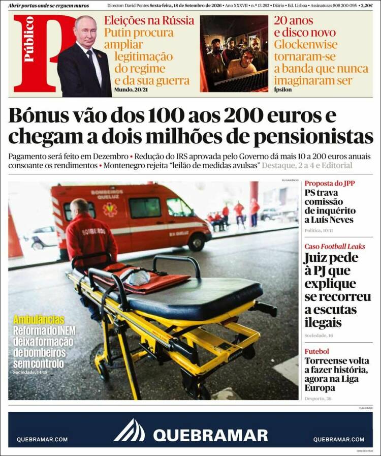 Portada de Público (Portugal)