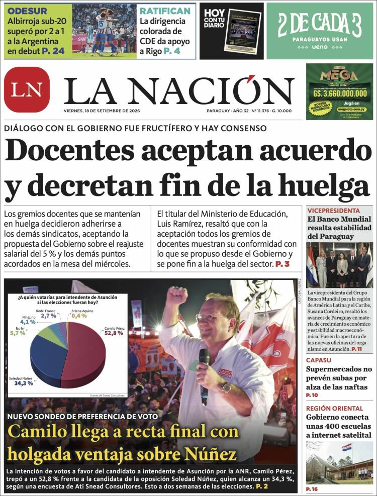 Portada de La Nación (Paraguay)