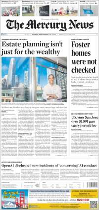 Portada de San Jose Mercury News (USA)