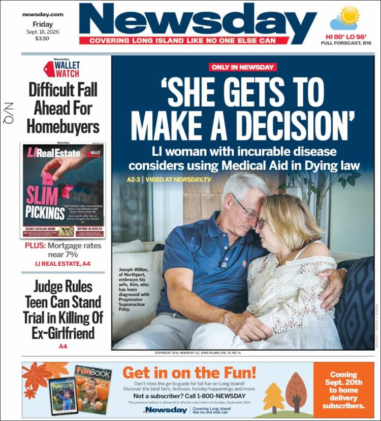 Portada de Newsday (USA)