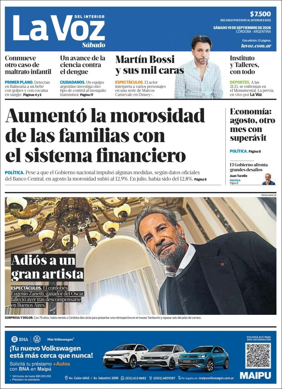 Tapa de La Voz del Interior