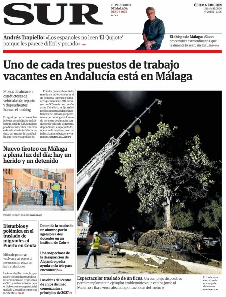 Portada de Diario el Sur (Espagne)
