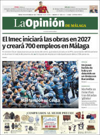 Portada de La Opinión de Málaga (Espagne)