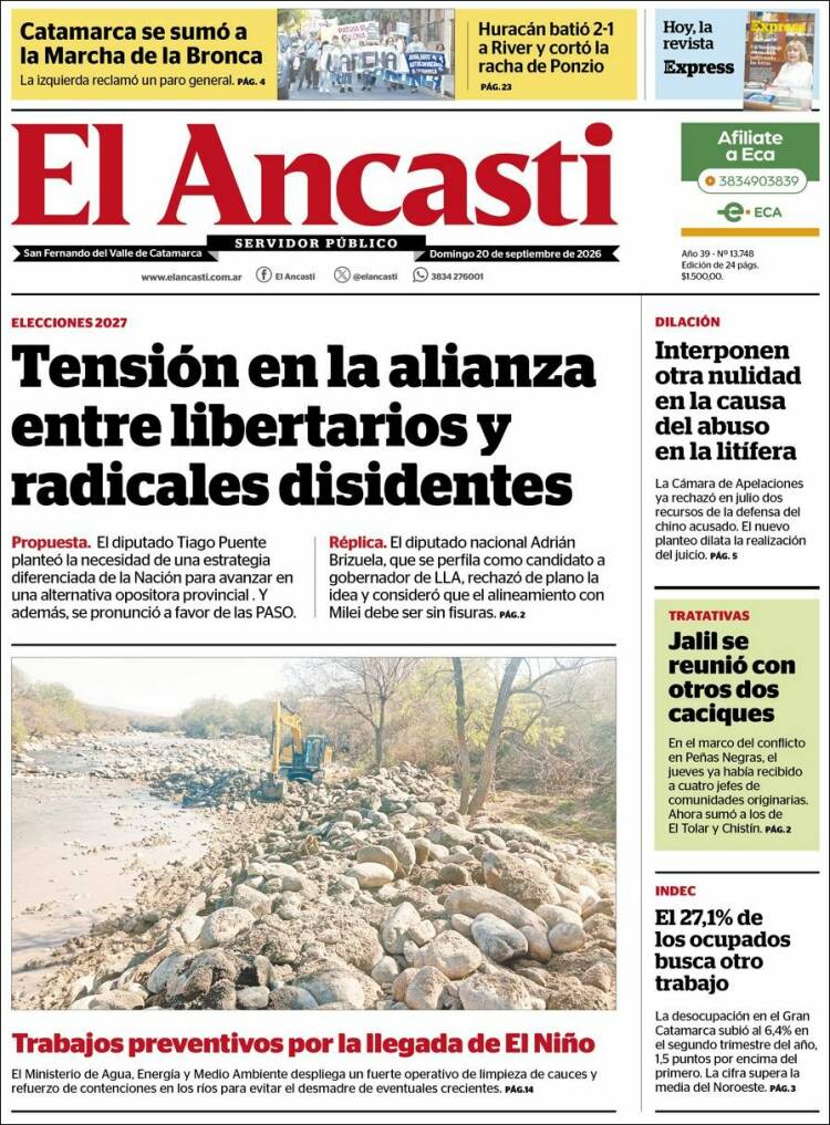 Portada de El Ancasti (Argentina)
