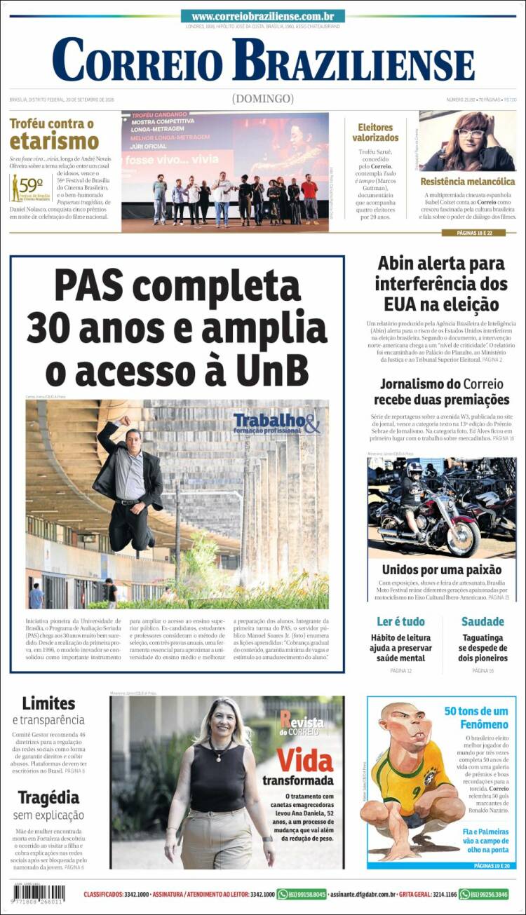 Portada de Correio Braziliense (Brasil)