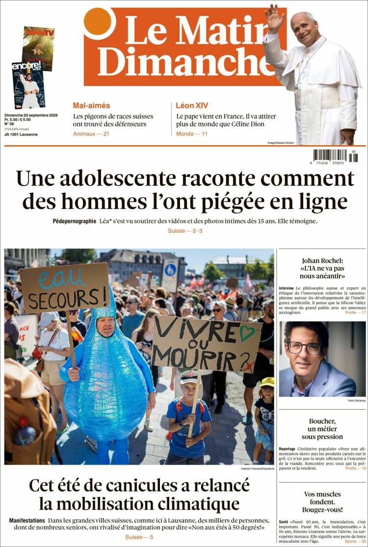 Portada de Le Matin (Suiza)