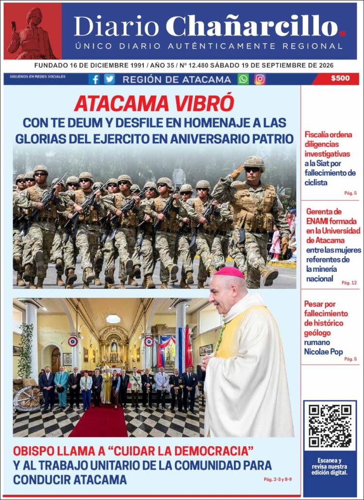 Portada de Diario Chañarcillo (Chile)