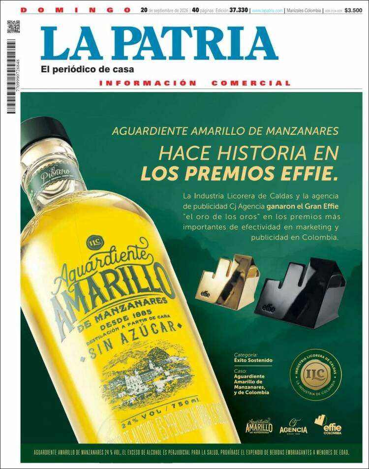 Portada de La Patria (Colombia)
