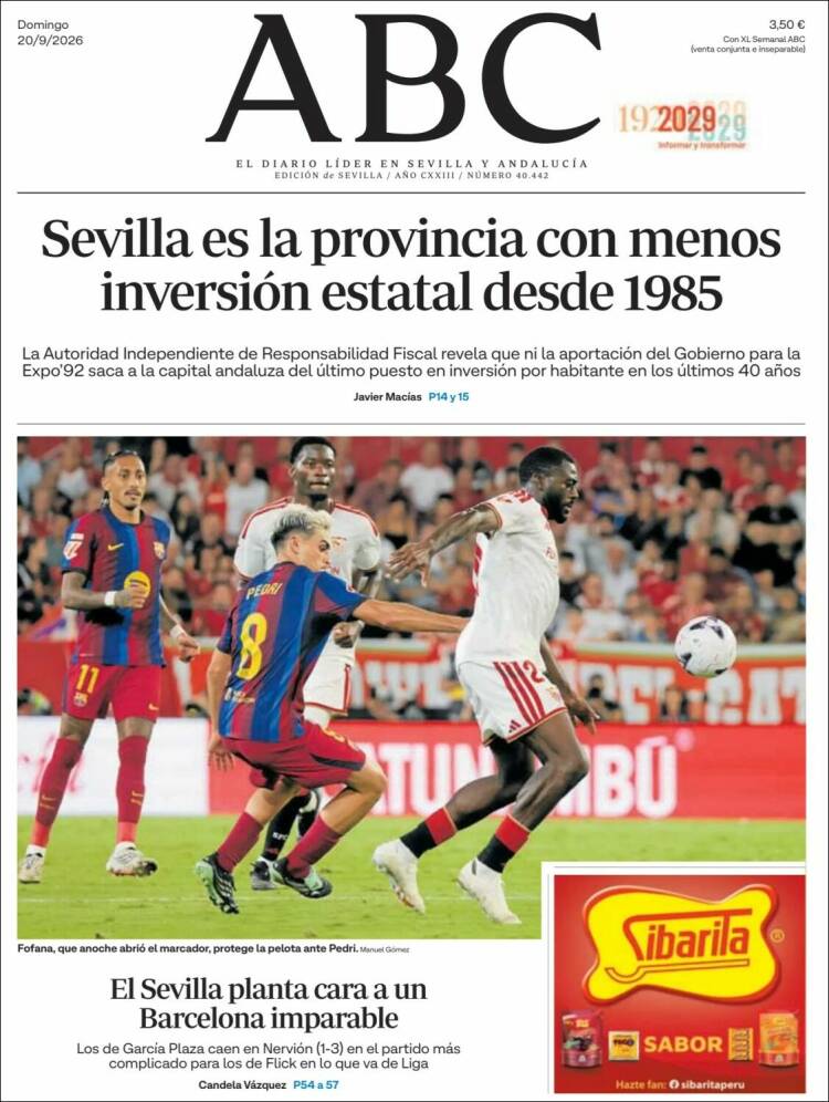 Portada de ABC - Sevilla (Espa&ntilde;a)