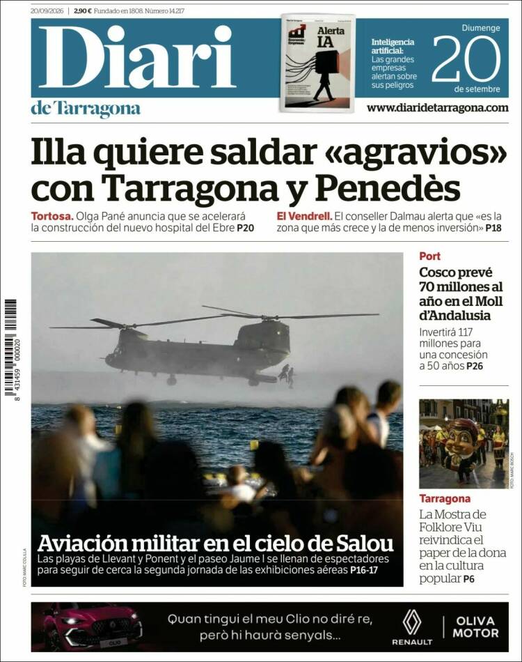 Portada de Diari de Tarragona (Espa&ntilde;a)