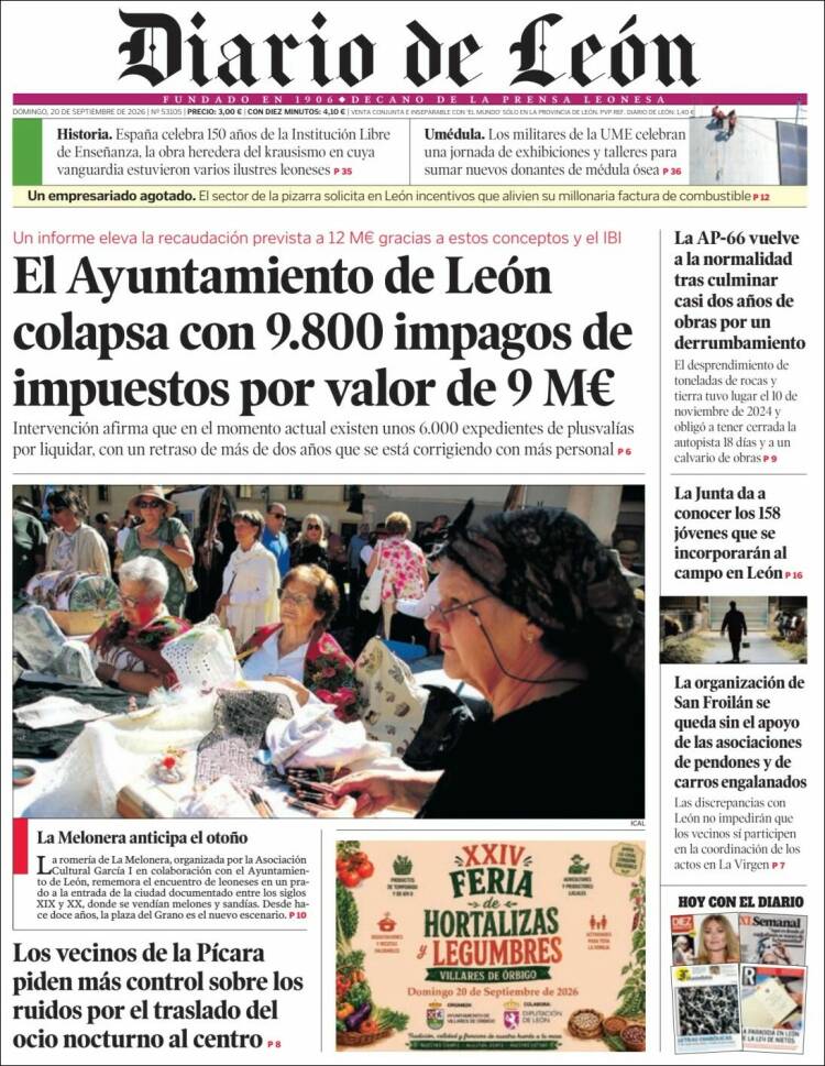 Portada de Diario de León (Espa&ntilde;a)