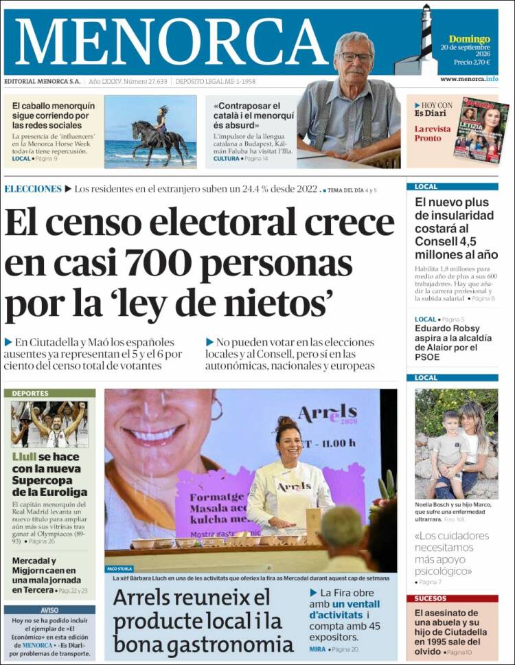 Portada de Menorca - Diario Insular (Espa&ntilde;a)