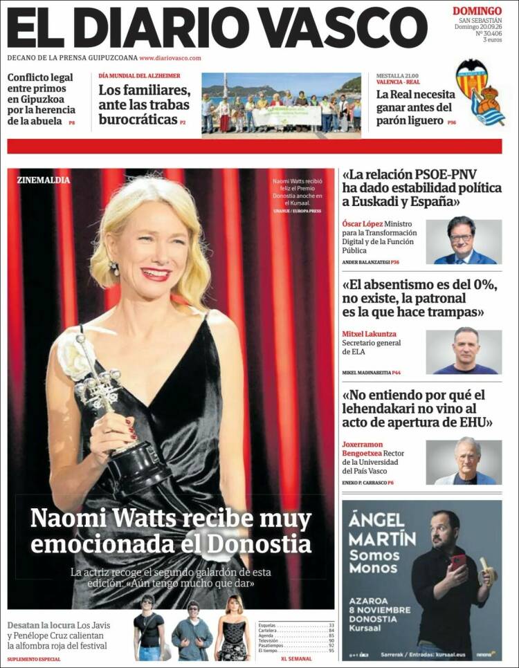 Portada de Diario Vasco (Espa&ntilde;a)