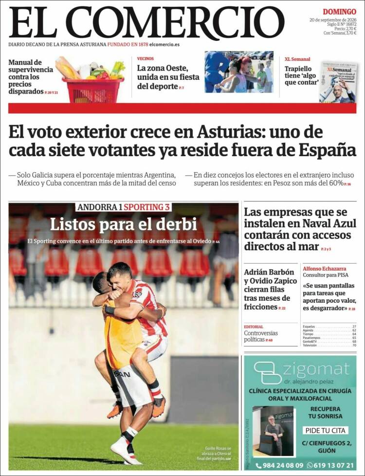 Portada de El Comercio - Gijón (Espa&ntilde;a)