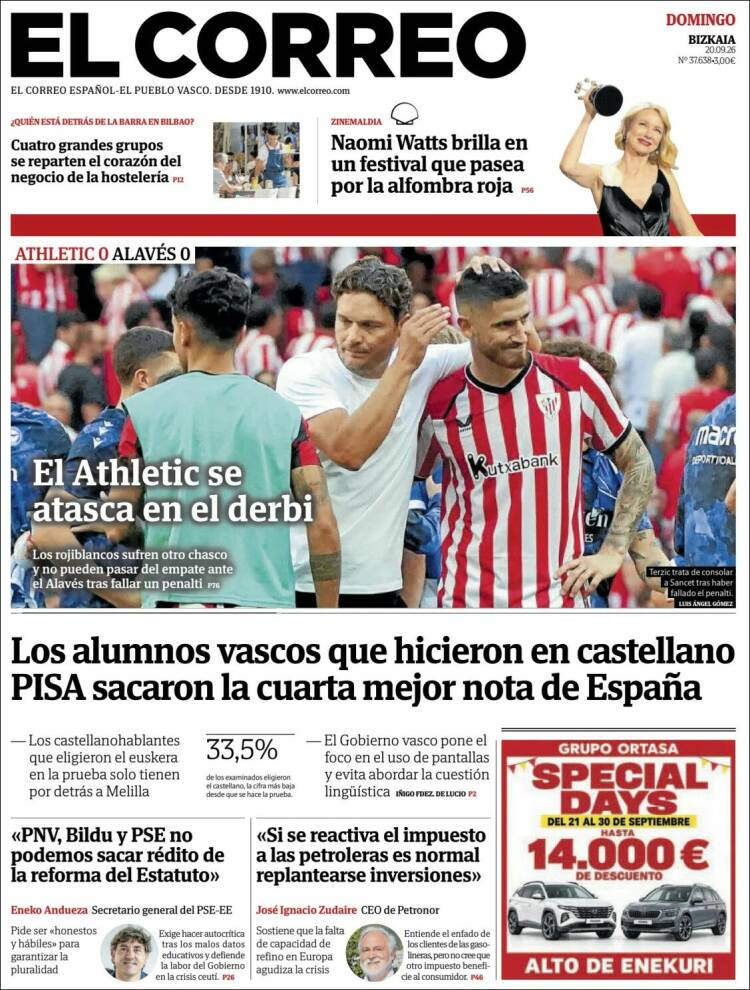 Portada de El Correo (Espa&ntilde;a)