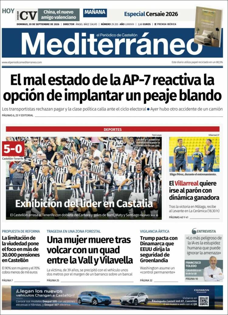 Portada de El Periódico Mediterraneo (Espa&ntilde;a)