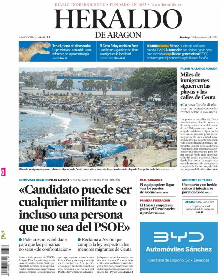 Portada de Heraldo de Aragón (Espa&ntilde;a)