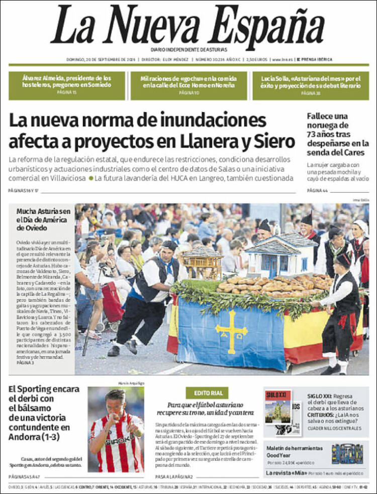 Portada de La Nueva España (Espa&ntilde;a)