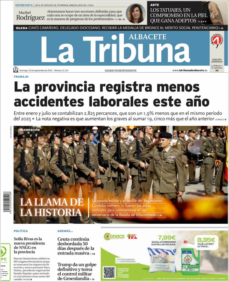 Portada de La Tribuna de Albacete (Espa&ntilde;a)